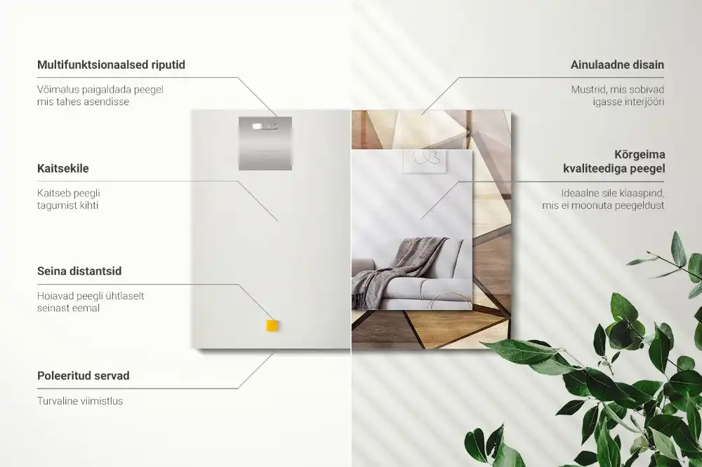 Obdĺžnikové dekoračné zrkadlo Drevené geometrické vzory