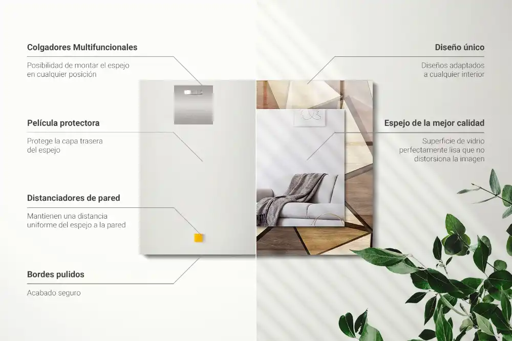 Obdĺžnikové dekoračné zrkadlo Drevené geometrické vzory