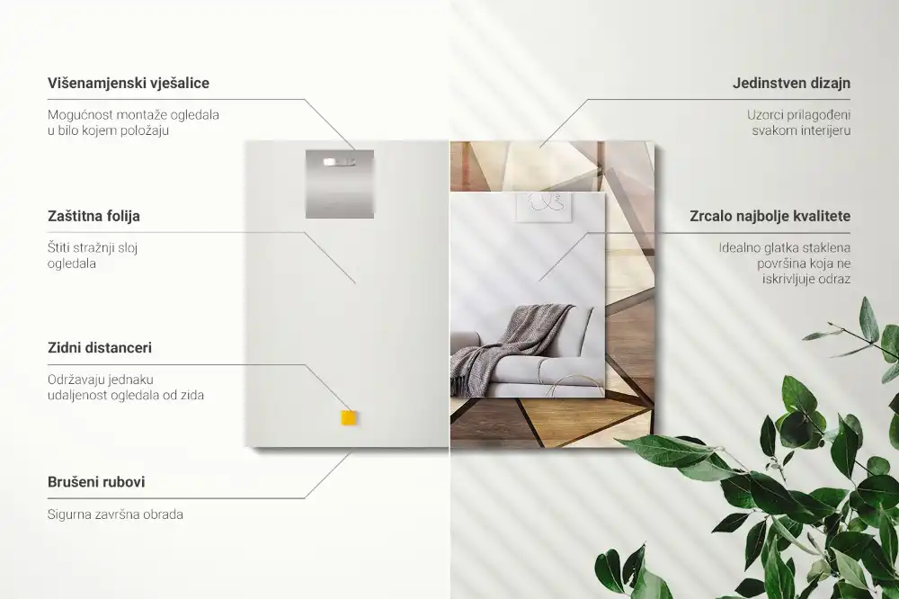 Obdĺžnikové dekoračné zrkadlo Drevené geometrické vzory