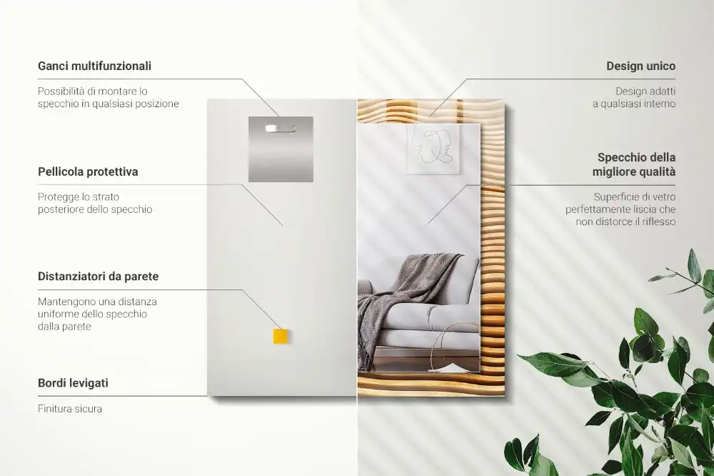 Obdĺžnikové zrkadlo s motívom Drevené vlny