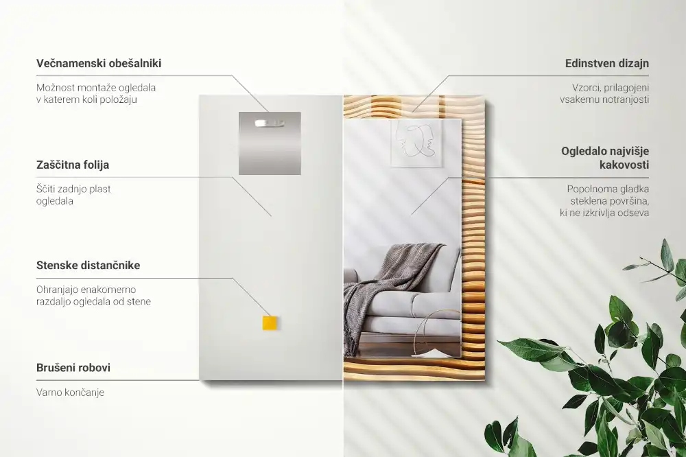 Obdĺžnikové zrkadlo s motívom Drevené vlny