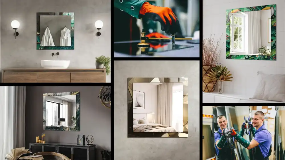 Obdĺžnikové zrkadlo s motívom Drevené vlny