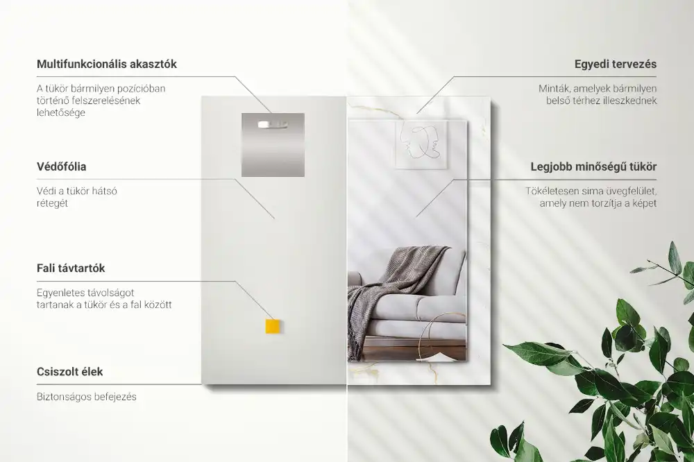 Obdĺžnikové ozdobné zrkadlo Biely mramorový vzor