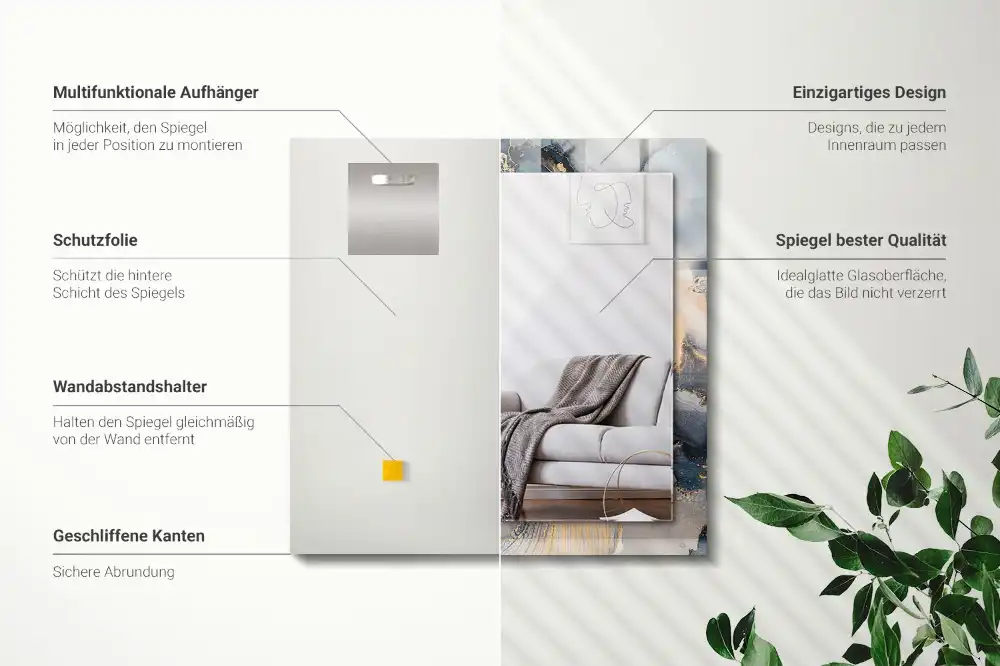 Obdĺžnikové ozdobné zrkadlo Abstraktné modré umenie