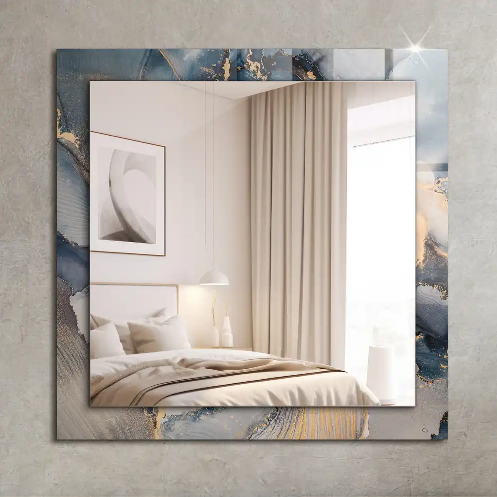 Obdĺžnikové ozdobné zrkadlo Abstraktné modré umenie