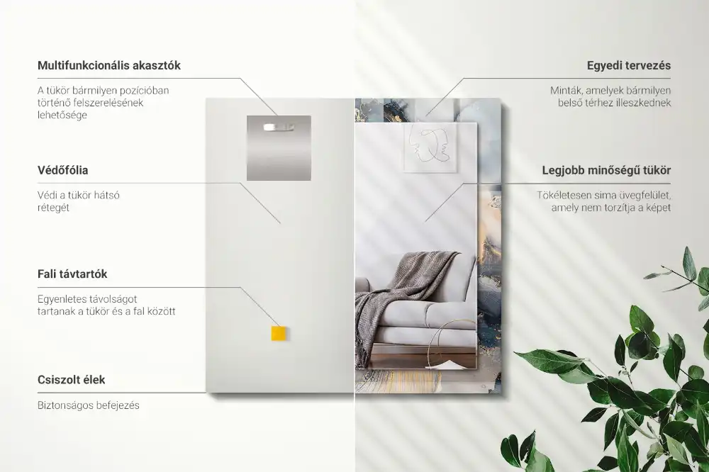 Obdĺžnikové ozdobné zrkadlo Abstraktné modré umenie