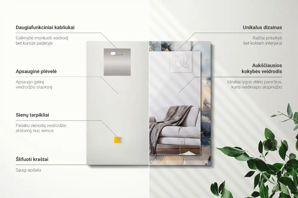 Obdĺžnikové ozdobné zrkadlo Abstraktné modré umenie