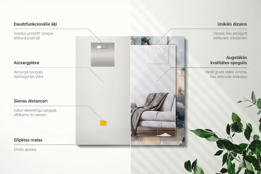 Obdĺžnikové ozdobné zrkadlo Abstraktné modré umenie