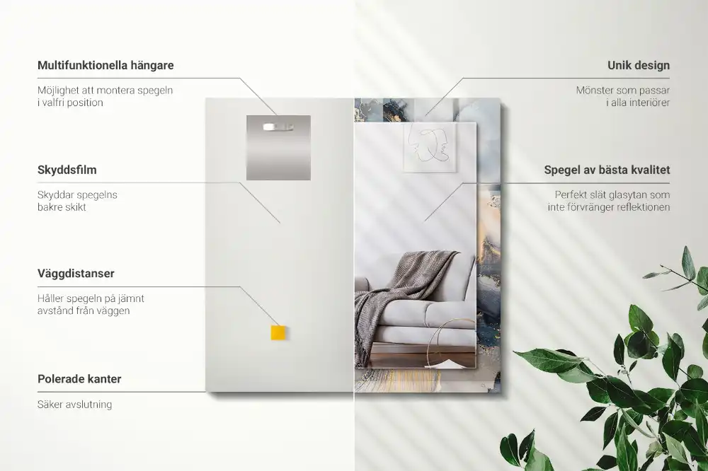 Obdĺžnikové ozdobné zrkadlo Abstraktné modré umenie