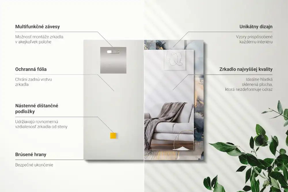 Obdĺžnikové ozdobné zrkadlo Abstraktné modré umenie