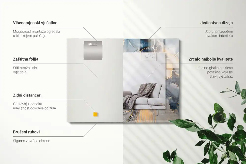 Obdĺžnikové ozdobné zrkadlo Abstraktné modré umenie