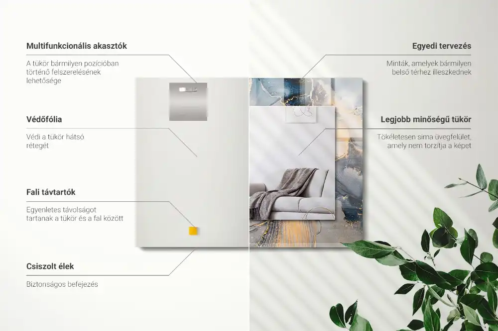 Obdĺžnikové ozdobné zrkadlo Abstraktné modré umenie