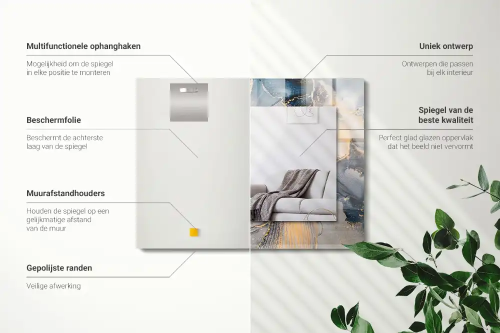 Obdĺžnikové ozdobné zrkadlo Abstraktné modré umenie