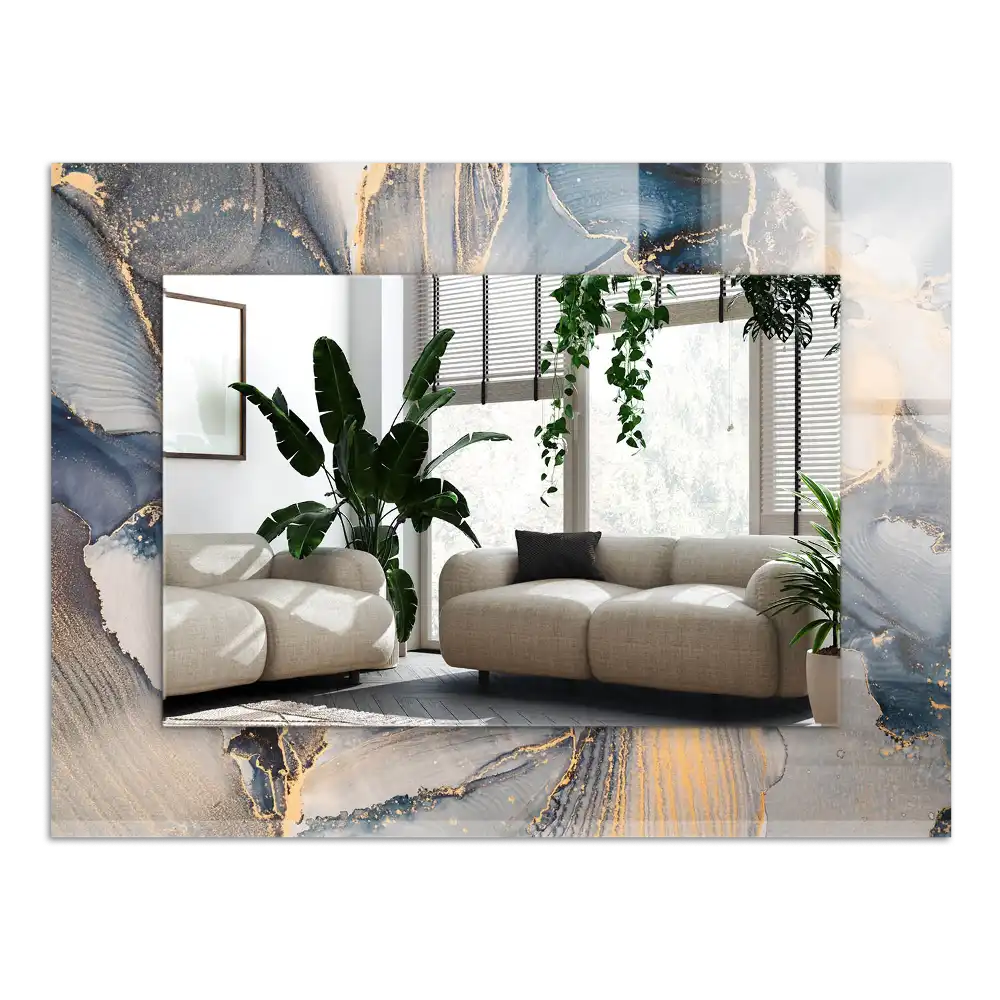 Obdĺžnikové ozdobné zrkadlo Abstraktné modré umenie