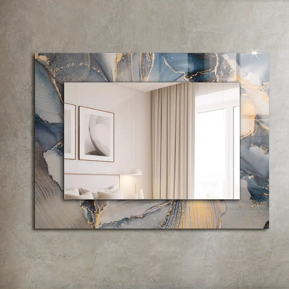 Obdĺžnikové ozdobné zrkadlo Abstraktné modré umenie