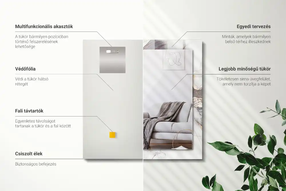 Obdĺžnikové dekoračné zrkadlo Abstraktné umenie z mramoru