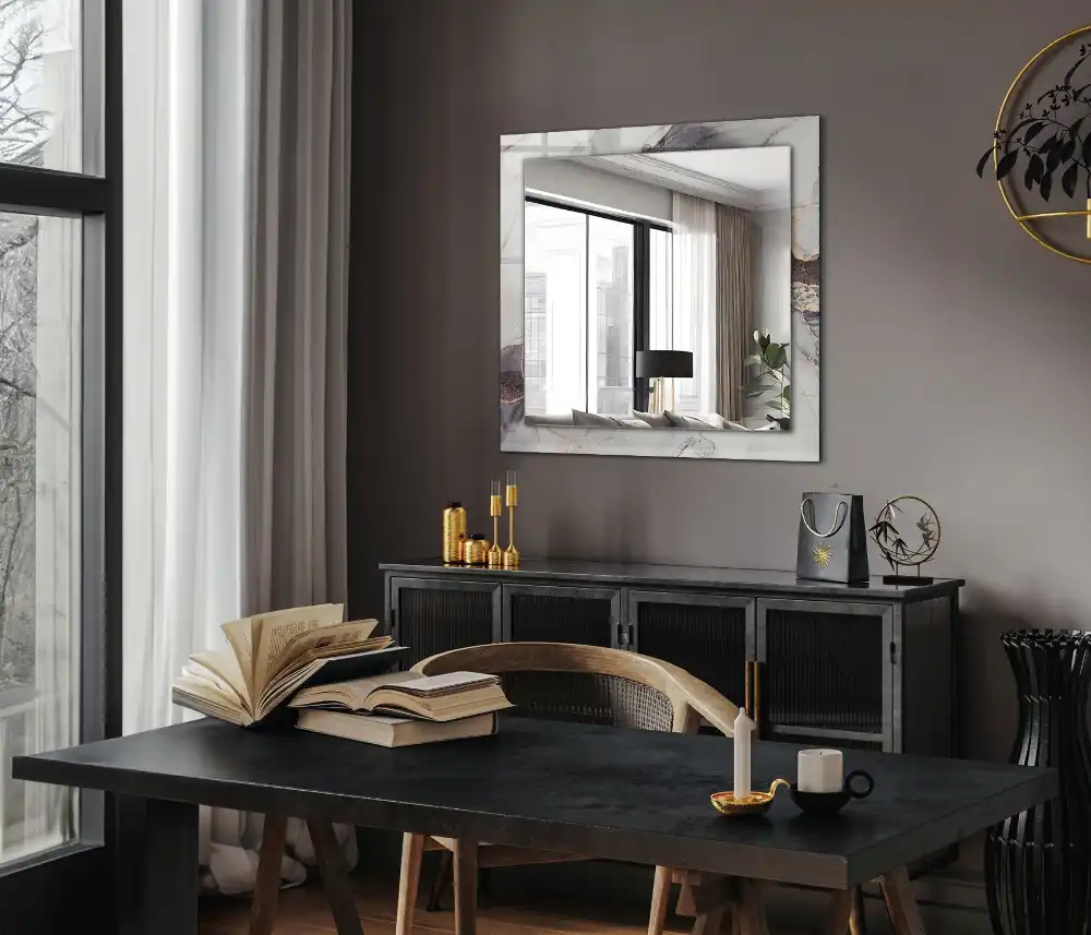 Obdĺžnikové dekoračné zrkadlo Abstraktné umenie z mramoru