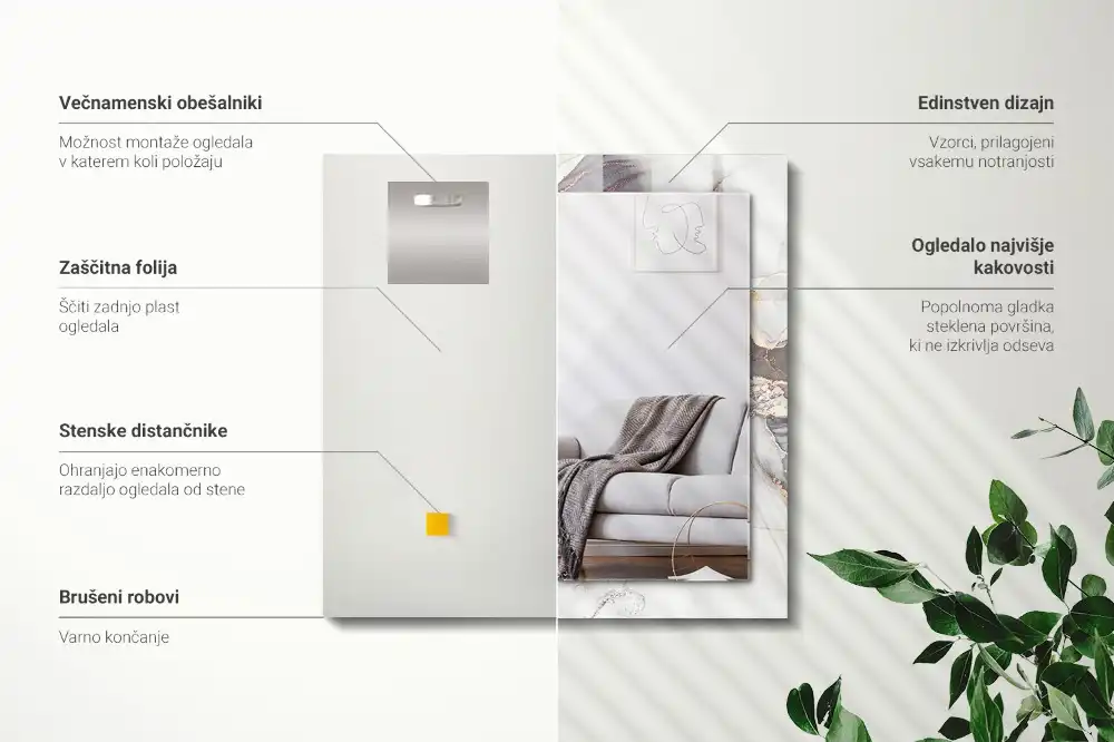 Obdĺžnikové dekoračné zrkadlo Abstraktné umenie z mramoru