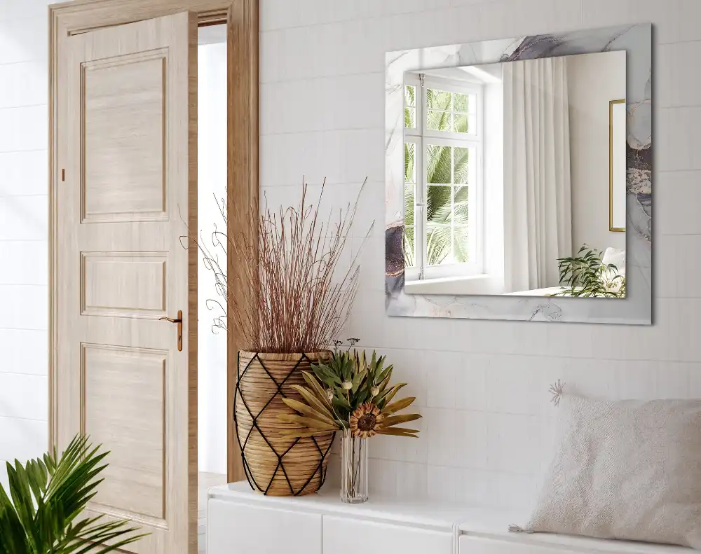 Obdĺžnikové dekoračné zrkadlo Abstraktné umenie z mramoru