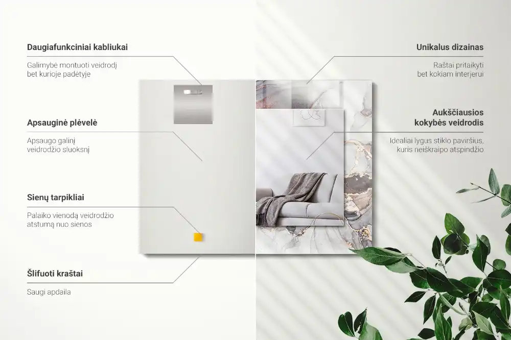 Obdĺžnikové dekoračné zrkadlo Abstraktné umenie z mramoru