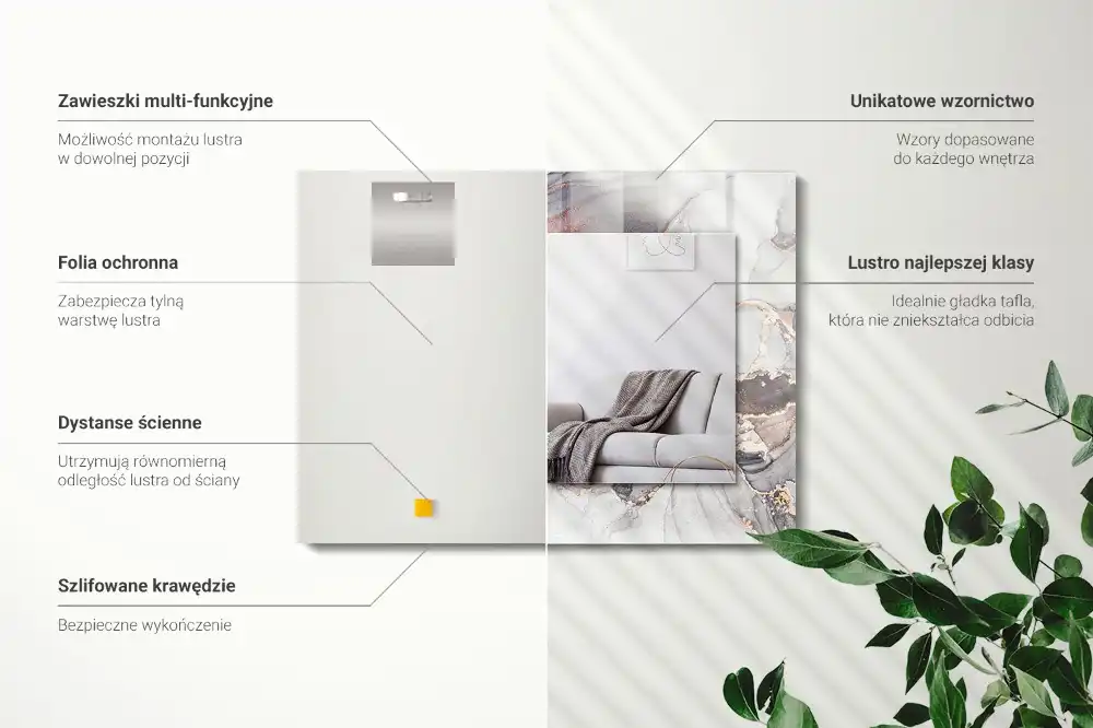 Obdĺžnikové dekoračné zrkadlo Abstraktné umenie z mramoru