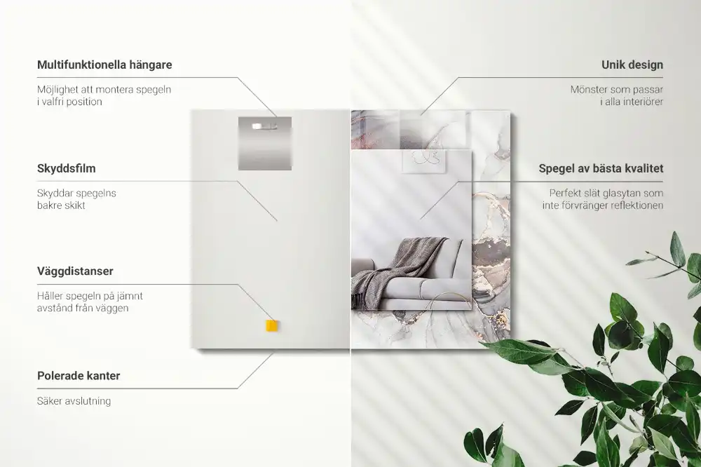 Obdĺžnikové dekoračné zrkadlo Abstraktné umenie z mramoru