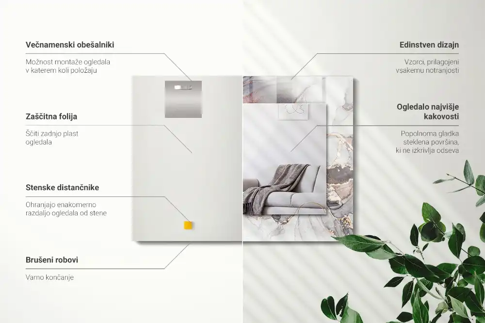 Obdĺžnikové dekoračné zrkadlo Abstraktné umenie z mramoru