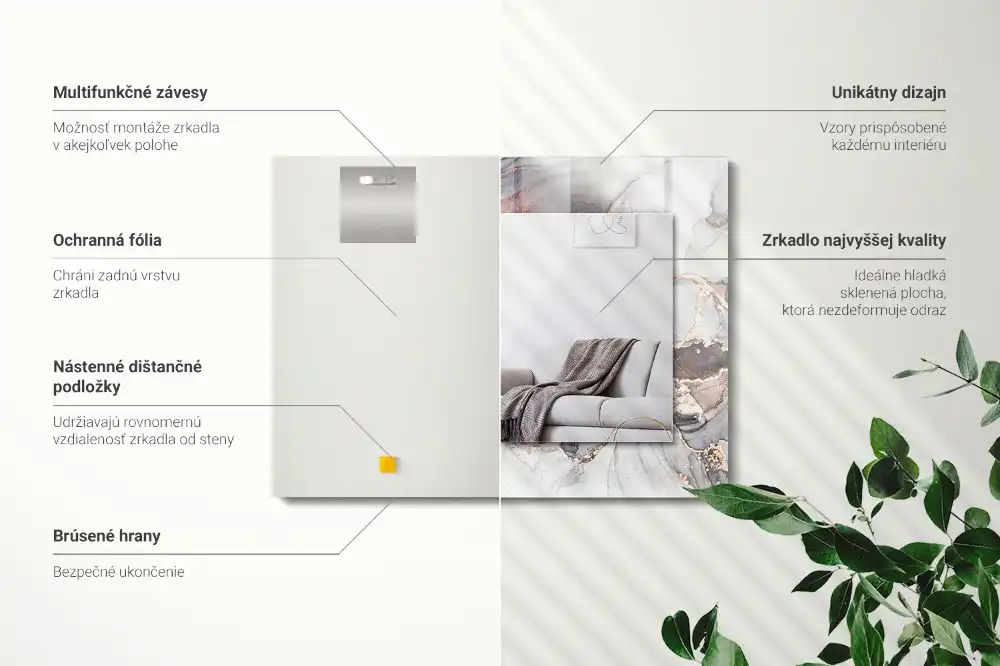 Obdĺžnikové dekoračné zrkadlo Abstraktné umenie z mramoru