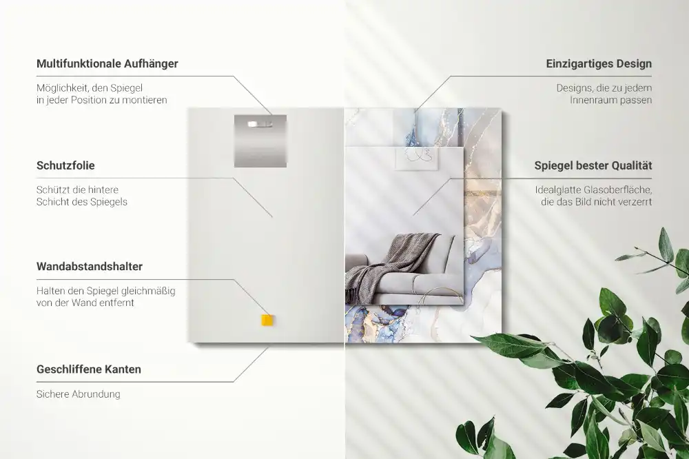 Obdĺžnikové zrkadlo s motívom Abstraktné umenie z mramoru