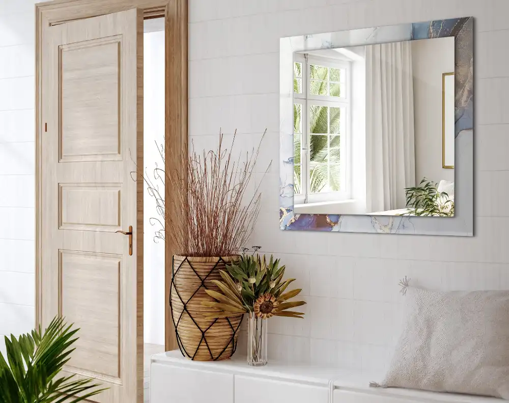 Obdĺžnikové zrkadlo s motívom Abstraktné umenie z mramoru