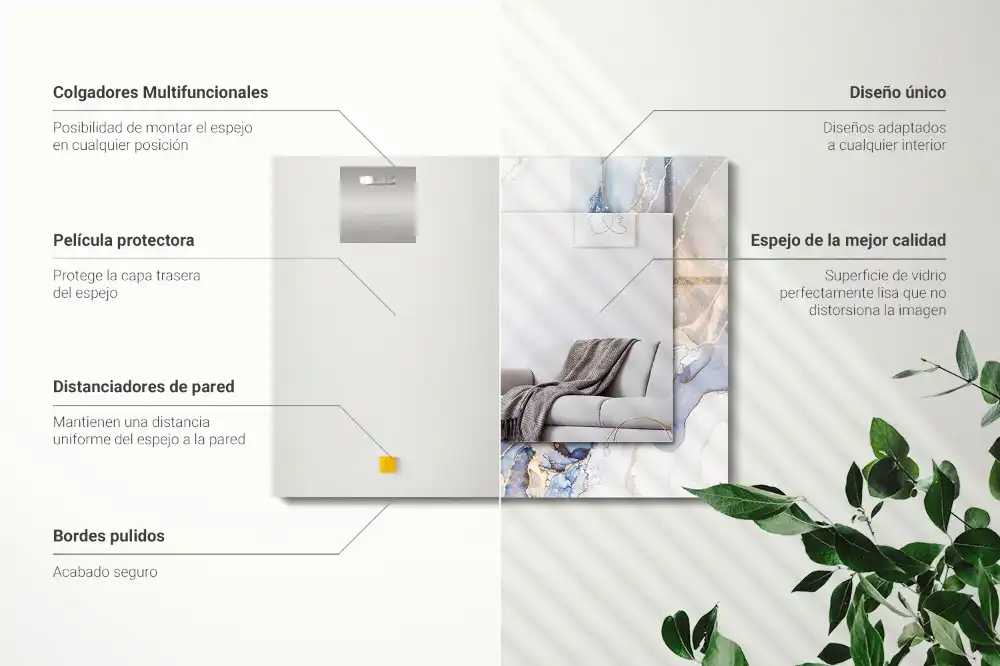 Obdĺžnikové zrkadlo s motívom Abstraktné umenie z mramoru