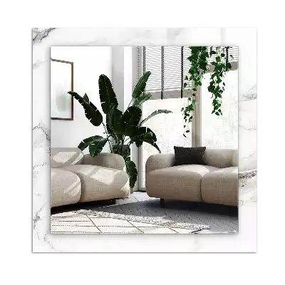 Obdĺžnikové ozdobné zrkadlo Biely mramorový vzor