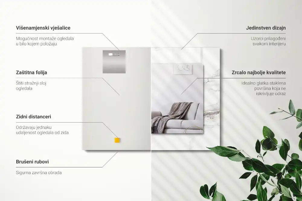 Obdĺžnikové ozdobné zrkadlo Biely mramorový vzor