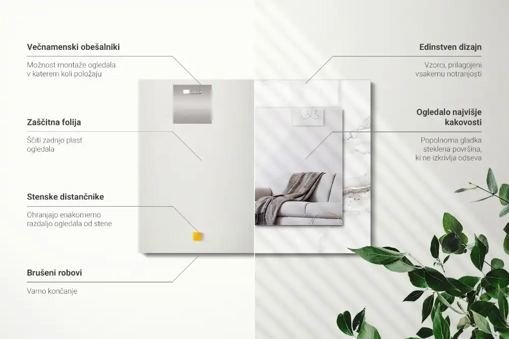 Obdĺžnikové ozdobné zrkadlo Biely mramorový vzor