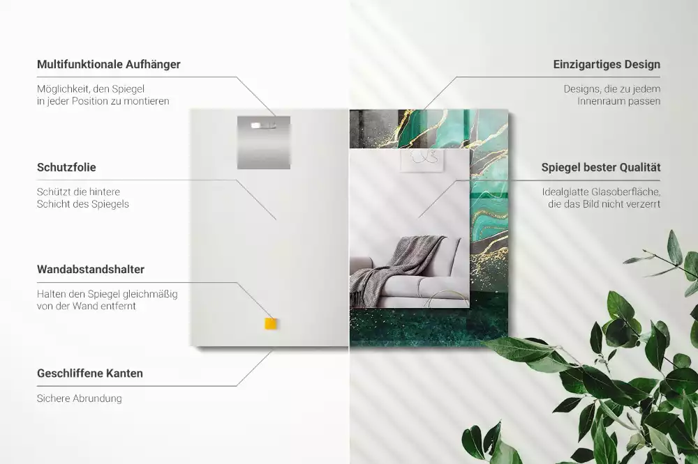 Obdĺžnikové dekoračné zrkadlo Zelené abstraktné vzory