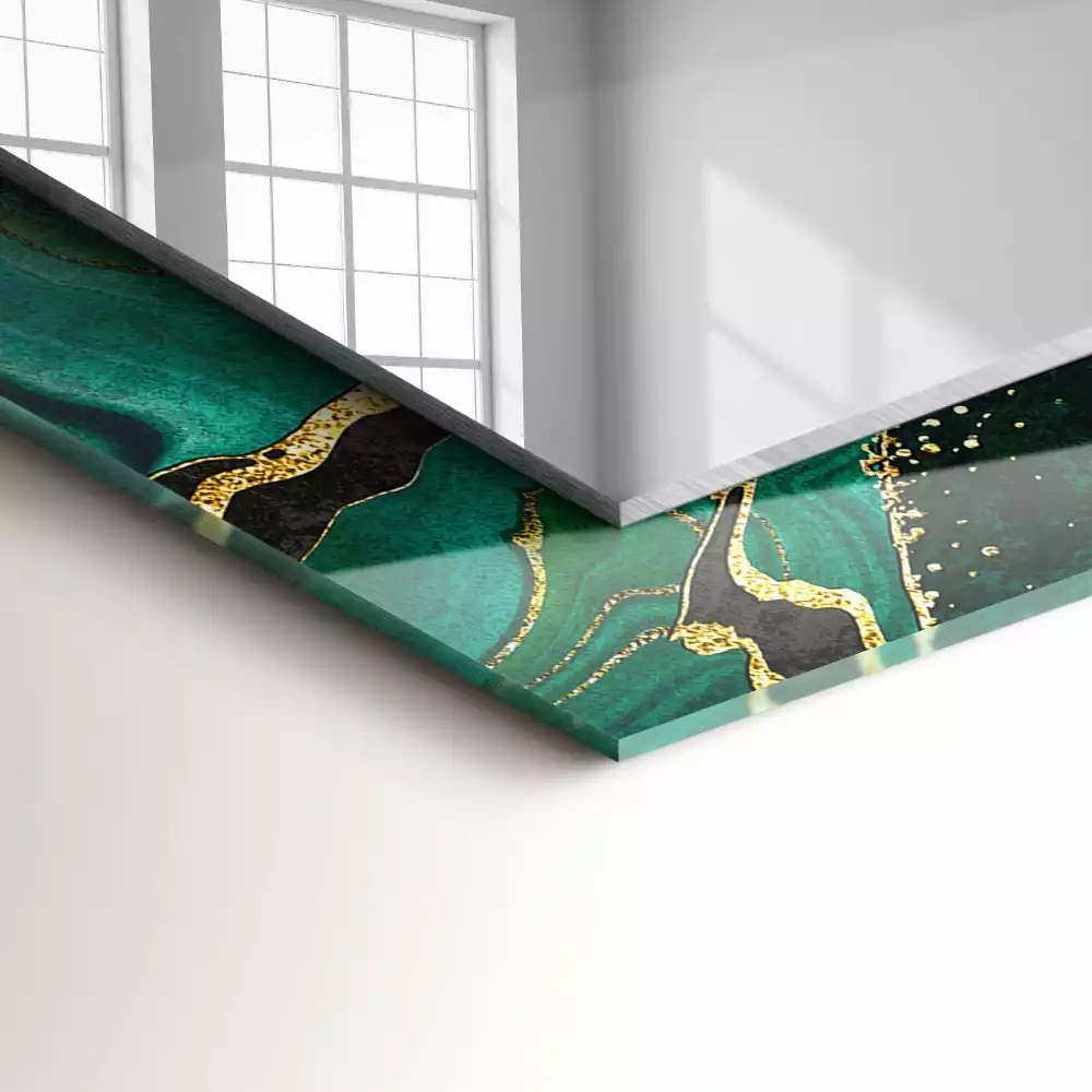 Obdĺžnikové dekoračné zrkadlo Zelené abstraktné vzory
