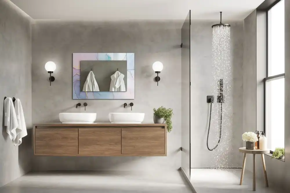 Obdĺžnikové zrkadlo s motívom Abstraktný akvarel