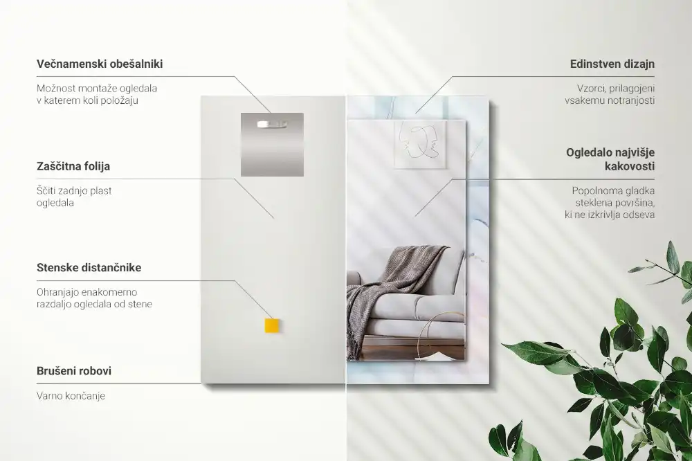 Obdĺžnikové zrkadlo s motívom Abstraktný akvarel