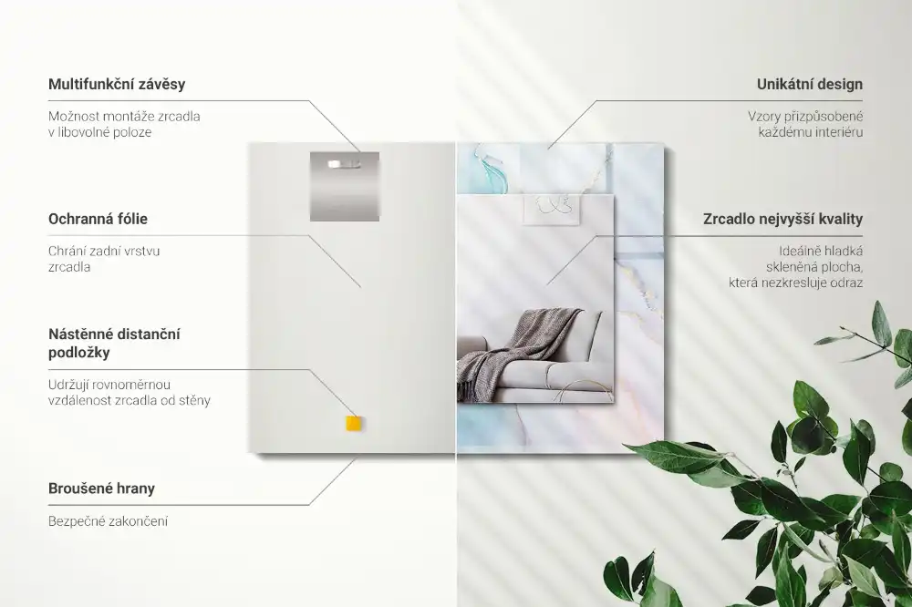 Obdĺžnikové zrkadlo s motívom Abstraktný akvarel