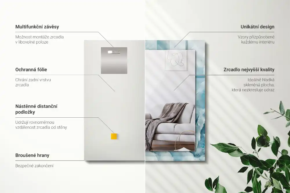 Obdĺžnikové ozdobné zrkadlo Textúra modrého mramoru