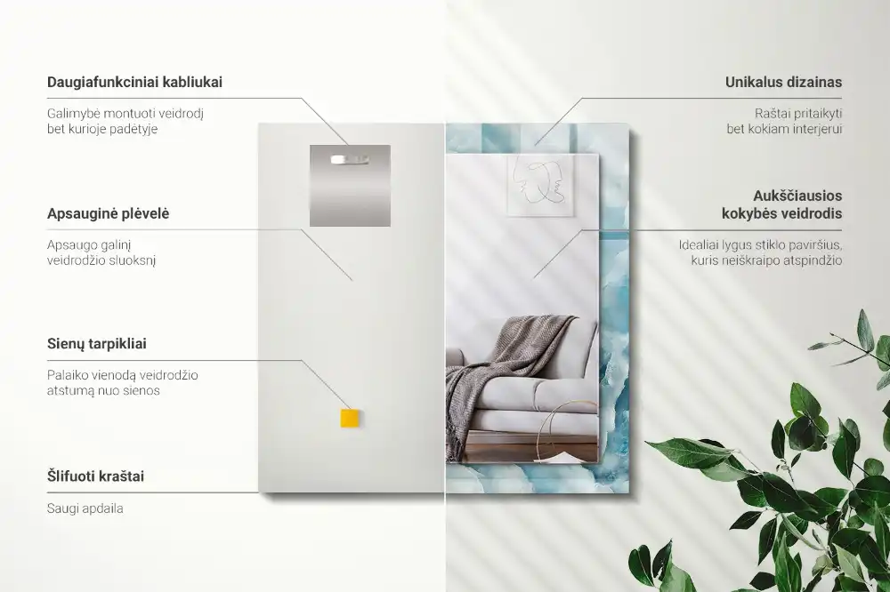 Obdĺžnikové ozdobné zrkadlo Textúra modrého mramoru