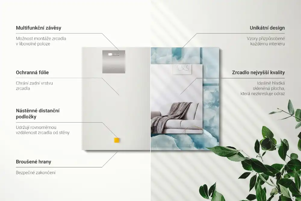 Obdĺžnikové ozdobné zrkadlo Textúra modrého mramoru