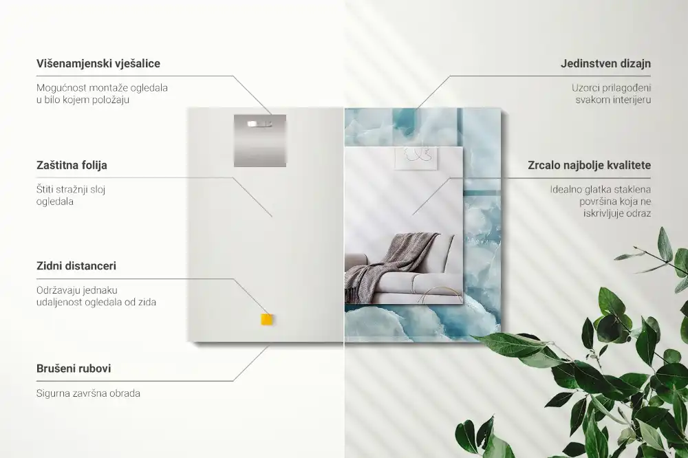 Obdĺžnikové ozdobné zrkadlo Textúra modrého mramoru