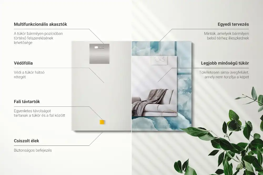 Obdĺžnikové ozdobné zrkadlo Textúra modrého mramoru