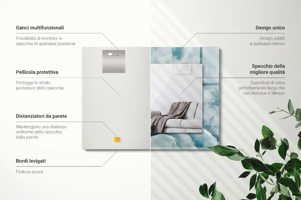 Obdĺžnikové ozdobné zrkadlo Textúra modrého mramoru