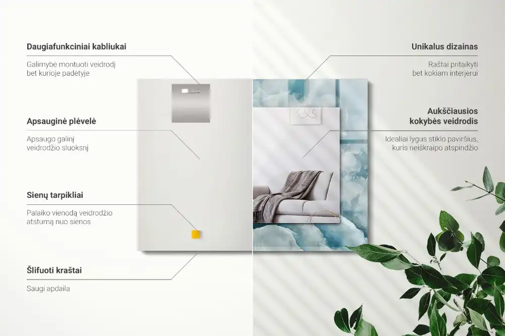 Obdĺžnikové ozdobné zrkadlo Textúra modrého mramoru