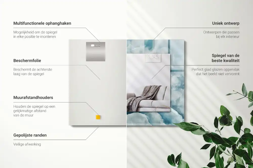 Obdĺžnikové ozdobné zrkadlo Textúra modrého mramoru