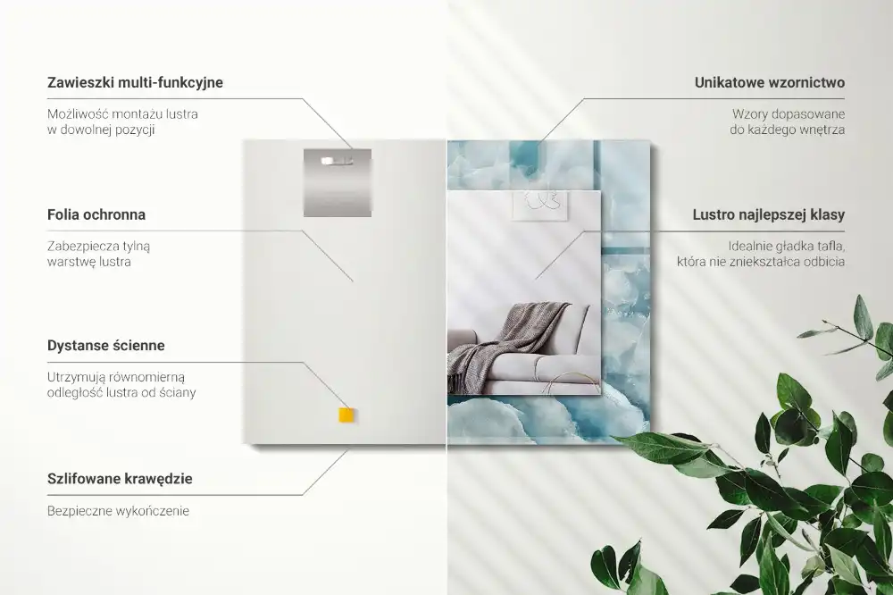 Obdĺžnikové ozdobné zrkadlo Textúra modrého mramoru