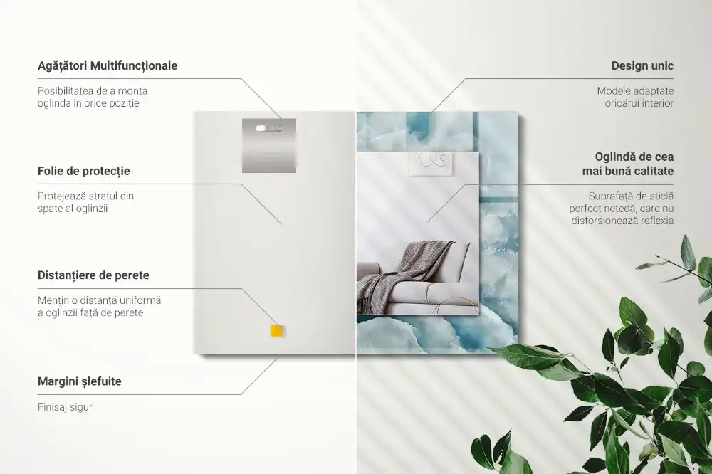 Obdĺžnikové ozdobné zrkadlo Textúra modrého mramoru