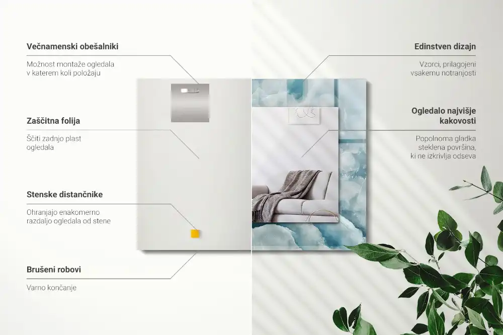 Obdĺžnikové ozdobné zrkadlo Textúra modrého mramoru